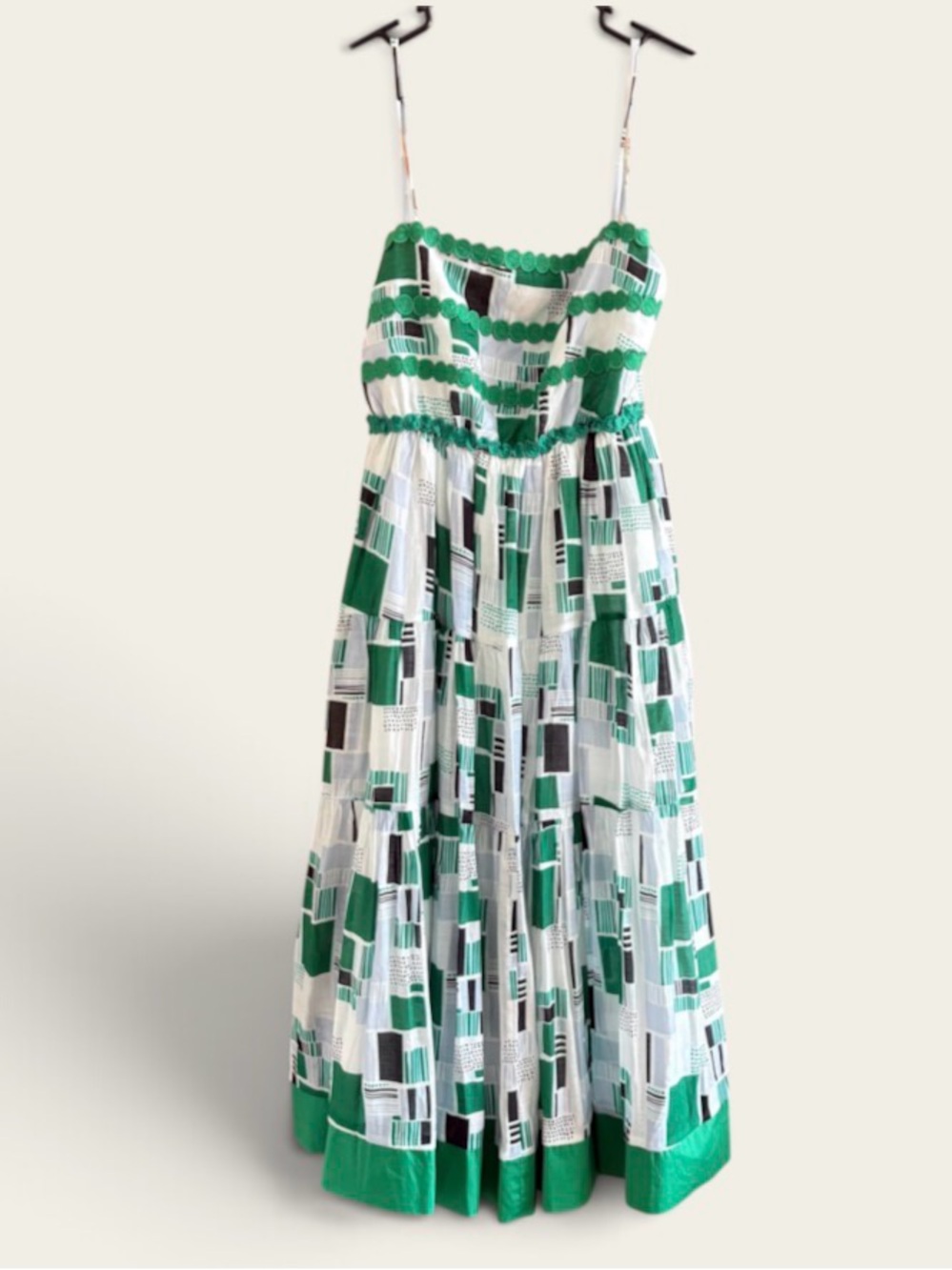 THML Green Geometric Midi Sundress XS